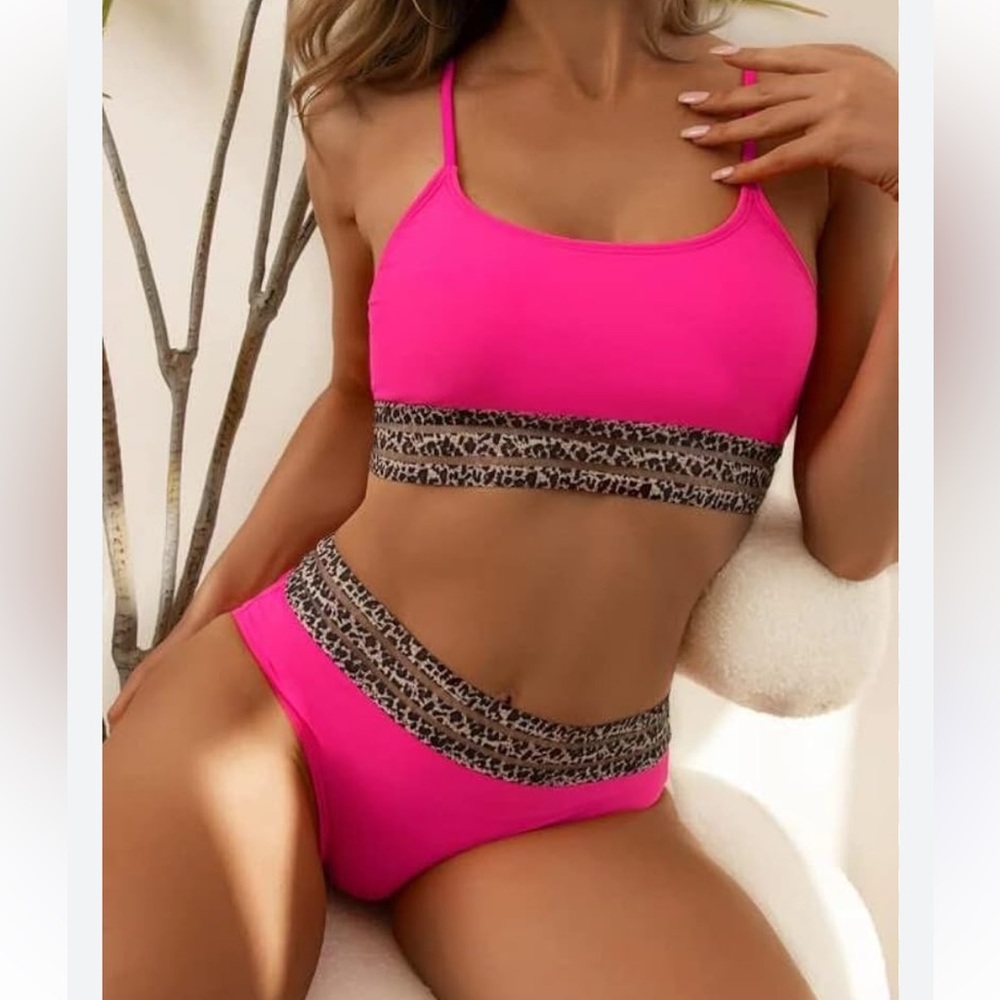 Hot pink cheetah print bikini
